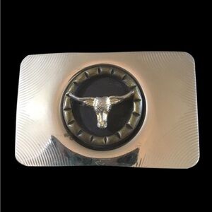 Silver and Gold Bull Head Belt Buckle